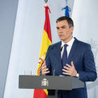 El president del govern espanyol, Pedro Sánchez, en roda de premsa després de la reunió del Consell de Ministres.