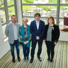 Pérez, Burrell i Cañadell, ahir a Waterloo, al costat de Puigdemont.