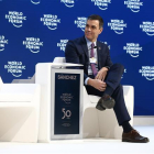 El president Pedro Sánchez, durant la intervenció a Davos.