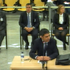 El exmajor de los Mossos Josep Lluís Trapero, ayer, durante la parte final de su interrogatorio en la Audiencia Nacional.