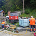 Primeros trabajos en el depósito de agua potable de Vielha. 