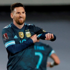 Messi, durant el partit d’Argentina contra Perú.