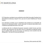 El FC Barcelona veu "desproporcionada" la inhabilitació de Torra