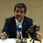 Jordi Sànchez, en un moment de la seua roda de premsa des de Soto del Real.