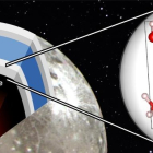 Ilustración que recrea dónde se encuentra el nuevo material descubierto en "Garmínedes", una de las lunas heladas de Júpiter