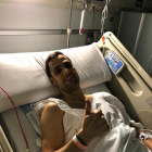 Oriol Vives, ayer tras ser operado de apendicitis.