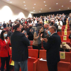 Junqueras, a su llegada a la sala de la Llotja de Lleida donde se ha desarrollado el acto de ERC.