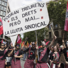 Un grupo de manifestantes que participó en la reivindicación por el Primero de Mayo ayer en Barcelona.