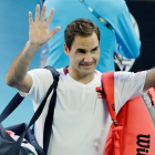 Roger Federer celebra su agónica victoria en cuartos.