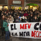 Imatge d’arxiu d’una protesta a Tàrrega a favor de l’accés a la interrupció de la gestació lliure i gratuïta.
