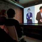 Jordi Sànchez y Carles Puigdemont, durante la videoconferencia que protagonizaron ayer.