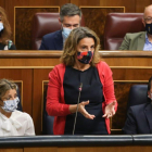 Teresa Ribera, vicepresidenta tercera del Govern espanyol i ministra per a la Transició Ecològica i el Repte Demogràfic, contesta en la sessió de control.