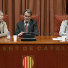 El expresident Artur Mas, entre  Marta Pascal y Neus Munté en el Comité Nacional del PDeCAT.