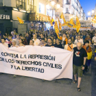 Un momento de la concentración en Zaragoza contra la represión.