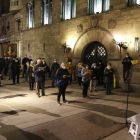 Los ‘cantaires’, ayer, como cada lunes, se concentraron en la Paeria por la libertad de los presos del 1-O.