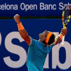 Rafa Nadal celebra al pas a semifinals, ahir al Godó.