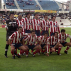 El once del Atlético la última vez que visitó el Camp d’Esports con Toni Jiménez y Kiko Narváez.