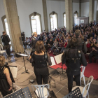 Concierto de orquestas de acordeones, ayer en el encuentro celebrado en la Universitat de Cervera.