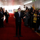 Mariano Rajoy ayer a su llegada al Congreso de los Diputados.
