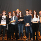 Foto de família dels premiats en la categoria infantil i juvenil que va tenir lloc dissabte a la nit a Bellpuig.