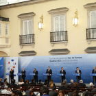 Imagen de la rueda de prensa tras la cumbre de los países del sur de Europa, celebrada ayer en Madrid.