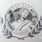 El logo de la Societat Ateneu imprès a l'entrada del seu local social | Jaume Solé