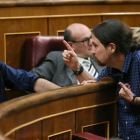 Alberto Garzón i Pablo Iglesias, ahir al Congrés.