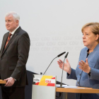 Angela Merkel junto al presidente de la bávara Unión Socialcristiana (CSU), Horst Seehofer.
