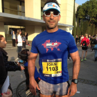 Joan Paredes, el domingo cuando corrió la maratón de Barcelona.