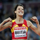 Beitia celebra con euforia su pase a la fnal de salto de altura, la sexta en un Mundial.