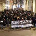 Manifestación pidiendo la libertad de Pablo Hasél en Lleida.