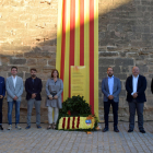 El Lleida Esportiu hizo ayer la tradicional ofrenda de la Diada.