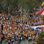 Imagen de la manifestación de ayer contra la independencia en Barcelona.