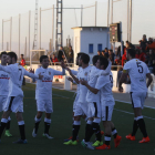 Los jugadores del Borges celebran uno de los goles del partido de ayer.