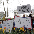 Manifestants a Nova York en la marxa contra Trump.