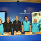 Leo Cunillera, Lluís Ardiaca, Eloi Bergós, Dani Delgado i Natxo Camins, ahir a la presentació.