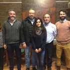 Girauta i els cinc candidats de Cs per Lleida, ahir.