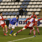 Una acció del partit que el Lleida va disputar contra el Sabadell diumenge passat.