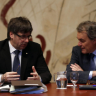 Carles Puigdemont y Artur Mas ayer en la reunión del Consell Executiu.
