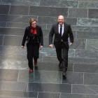El president del Partit Socialdemòcrata (SPD), Martin Schulz, arriba a la reunió amb Angela Merkel.