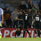 Borja Mayoral celebra el gol davant de la Reial Societat amb la resta dels companys.