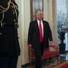 El presidente de EEUU, Donald Trump, en la Sala Roosvelt de la Casa Blanca.