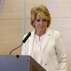 Esperanza Aguirre va anunciar ahir la dimissió com a portaveu i regidora de l’ajuntament de Madrid.