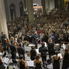 Un moment del concert de l’Orquestra Simfònica Julià Carbonell de les Terres de Lleida, ahir a Cervera.