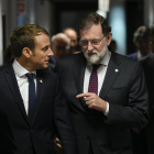 Mariano Rajoy recibió ayer el apoyo explícito de su homólogo francés, Emmanuel Macron.