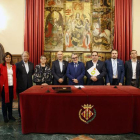 Representants de la Paeria i de la Fecom, Pimec i ADICAE.