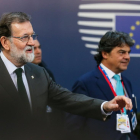 Rajoy a la seua arribada a la cimera europea.