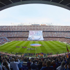 L’afició del Barça va dedicar una pancarta a Luis Enrique en el seu últim partit a casa.