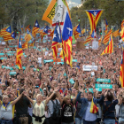 Sota el lema “Llibertat Jordi Sànchez i Jordi Cuixart. En defensa dels drets i les llibertats”, gairebé mig milió de persones van omplir el centre de Barcelona.