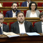 Jordi Turull, Oriol Junqueras y Carles Puigdemont.